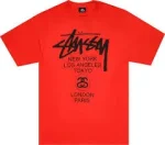 Red Stussy World Tour T-shirt