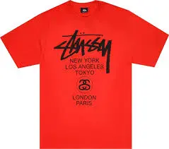 Red Stussy World Tour T-shirt