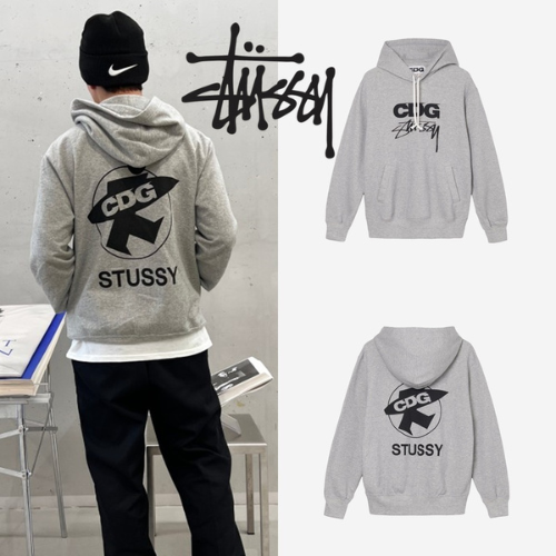 CDG Grey Stussy Hoodie